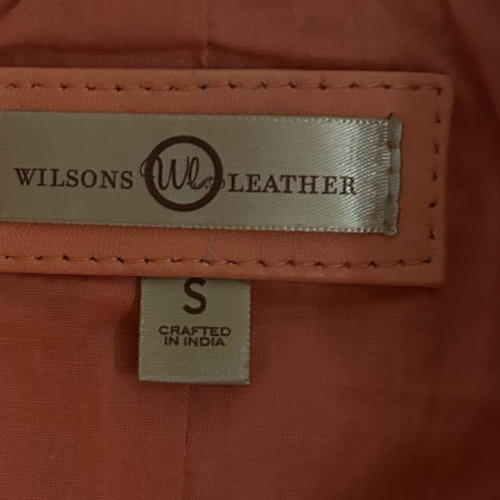 Wilsons Leather jacket, orange, women’s size small, peplum style. - Picture 6 of 8